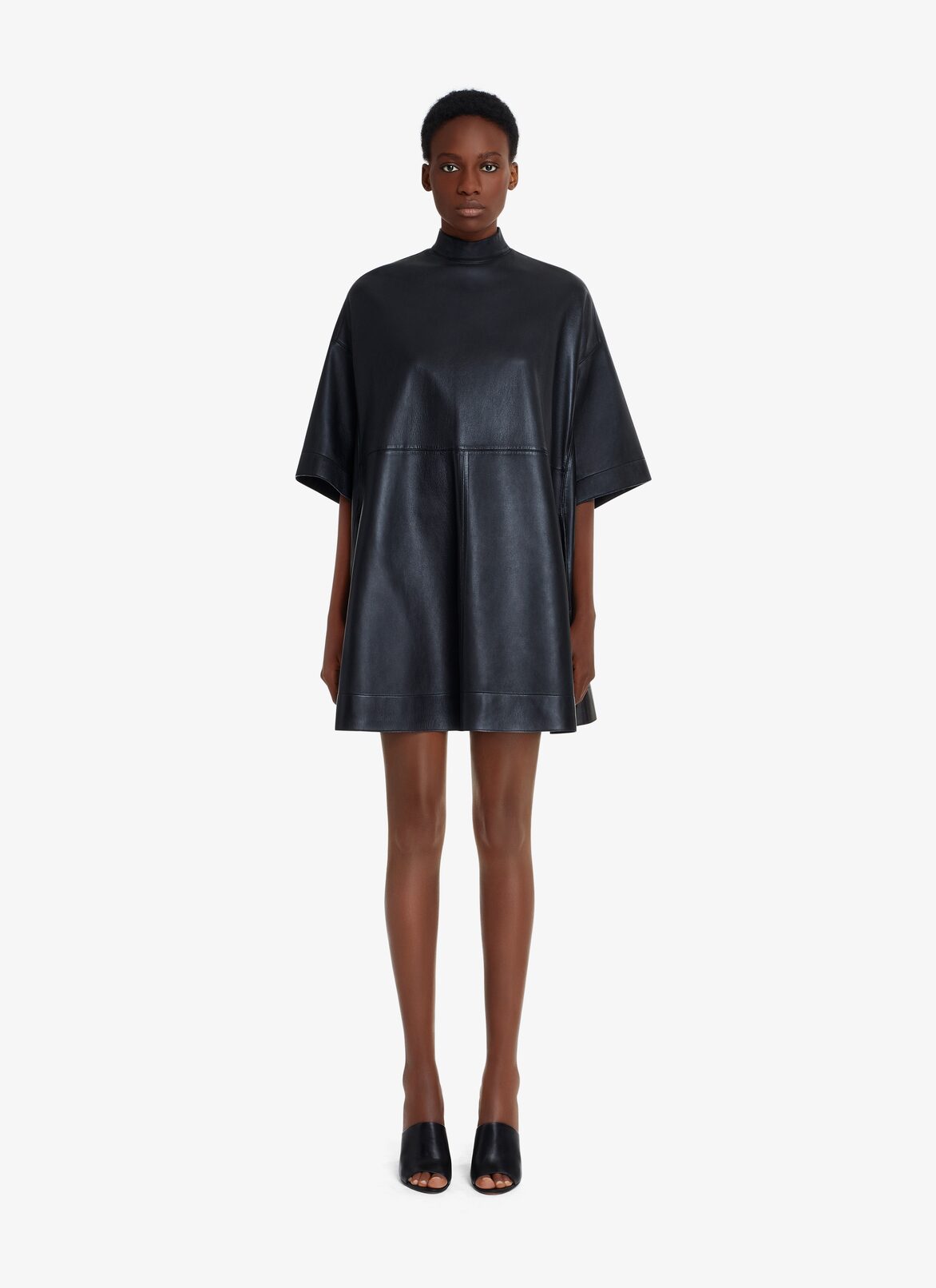 A-LINE SHORT LAMBSKIN DRESS ALAÏA BLACK A-LINE SHORT LAMBSKIN DRESS